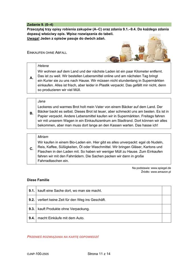 Egzamin ósmoklasisty niemiecki 2025 - arkusz CKE 15.05.2025
