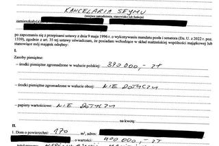 Fragment oświadczenia majątkowego