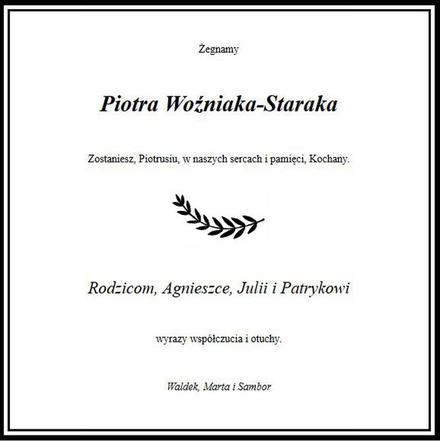 Piotr Woźniak-Starak - nekrologi