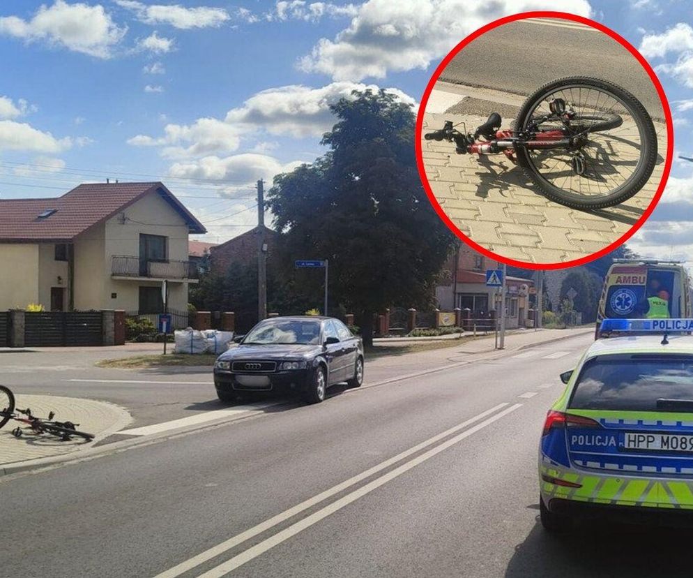 Dramat w Myszkowie. 11-letni rowerzysta ranny po zderzeniu z audi
