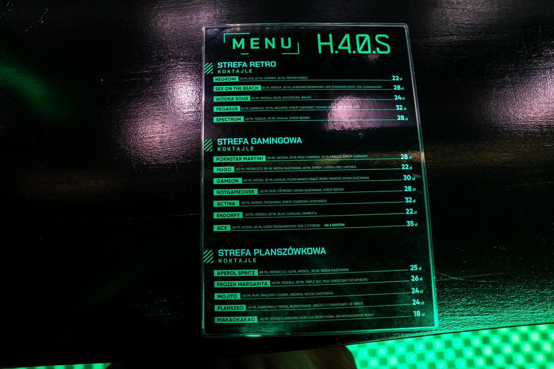 Pub H.4.0.S. Warszawa – menu ciąg dalszy
