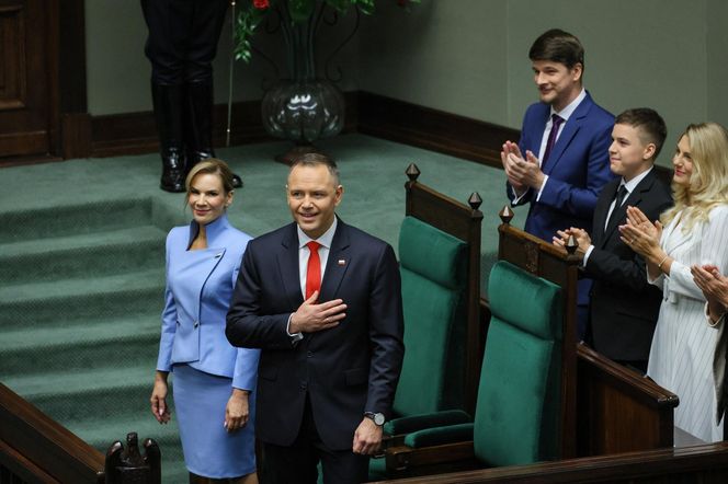 Marta Nawrocka cała na niebiesko zachwyciła w Sejmie  