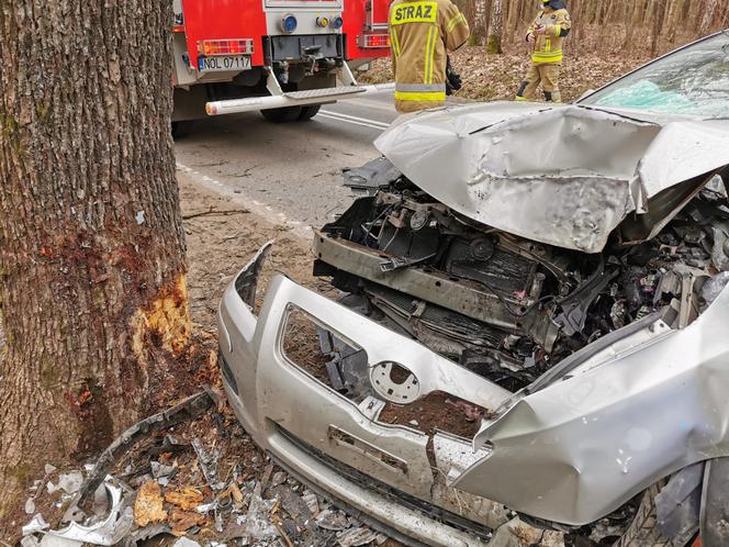 Wypadek na trasie Barczewo - Jeziorany. Mężczyzna zasnął za kierownicą? [ZDJĘCIA]