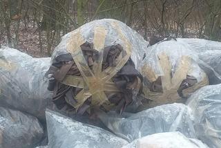 W lesie w pow. górowskim ktoś wyrzucił worki ze skórą