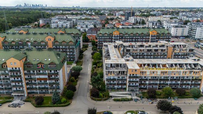 Blok w Ząbkach po pożarze