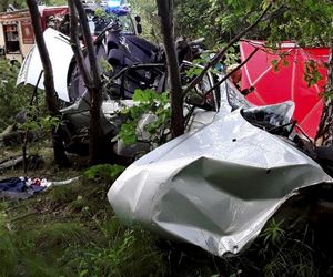 Łódź. Koszmarny wypadek 28-latka na ul. Frezjowej. Z BMW nic nie zostało 