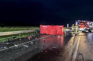 Śmiertelny wypadek pod Kutnem. 28-latek z BMW zderzył się z dwoma pojazdami [ZDJĘCIA].