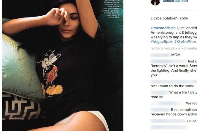 Kim Kardashian bez makijażu, Vogue Spain
