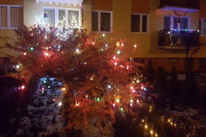 Domy i balkony w Bydgoszczy oświetlone i przystrojone