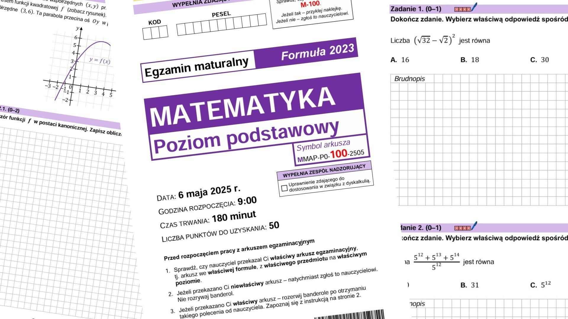 Matura z matematyki 2025 arkusze zadania pytania odpowiedzi pdf jpg do