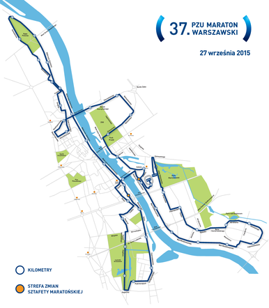 Maraton Warszawski 2015 - mapa z trasą