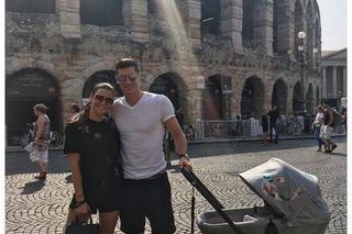 Robert Lewandowski, Anna Lewandowska i Klara w Weronie