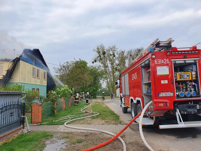 Wielki pożar domu koło Wągrowca