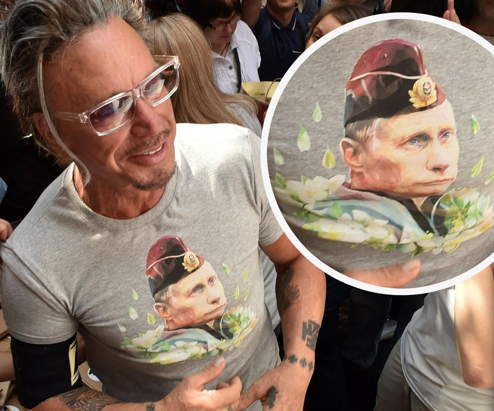 Mickey Rourke kiedyś nosił koszulkę z twarzą Putina, teraz się tłumaczy i płacze na wizji