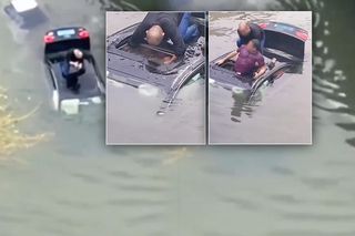 Bohater uratował mężczyznę z tonącego auta! Wideo trafiło do sieci