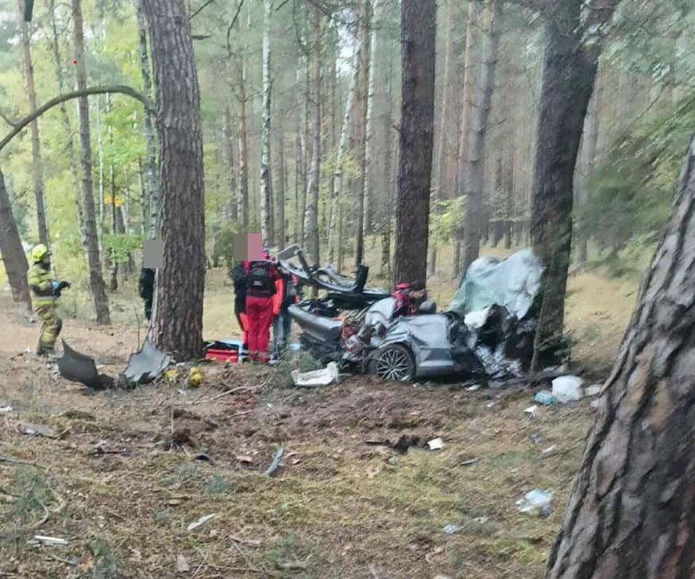 Audi rozbiło się w lesie, zginął młody mężczyzna