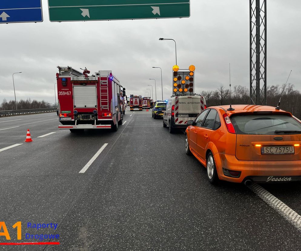 Pożar ciężarówki przewożącej paliwo lotnicze na autostradzie A1