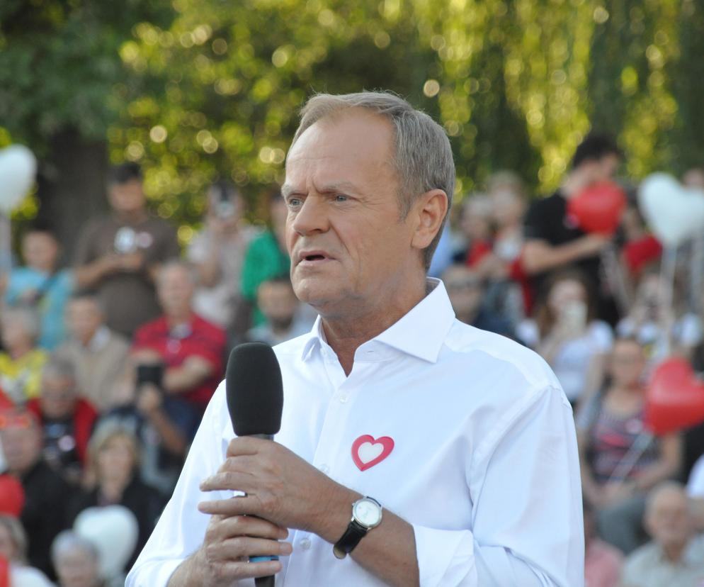 Donald Tusk, lider Platformy Obywatelskiej w Skarżysku-Kamiennej (Świętokrzyskie)