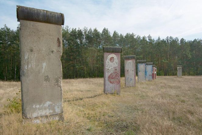 Największa kolekcja muru berlińskiego jest pod Wrocławiem. Na polu ustawiono kilkadziesiąt żelbetowych płyt z NRD