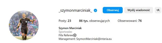 Szymon Marciniak na Instagramie