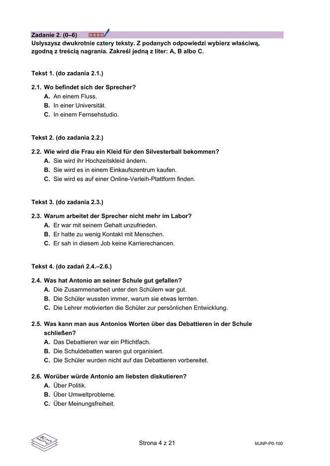 Matura 2025: niemiecki 7.05.2025. Arkusze CKE i odpowiedzi. Poziom podstawowy [Formuła 2023]	