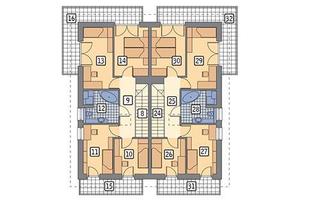 Projekt domu M225b Światła miasta - wariant II (dwulokalowy) z katalogu Muratora - wizualizacje, plany, rysunek, aranżacje