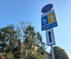 ​Ktoś przemalował strefę „Pocałuj i Jedź” przy Szkole Podstawowej nr 10 w Lesznie. Bo kojarzyła się z barwami Ukrainy