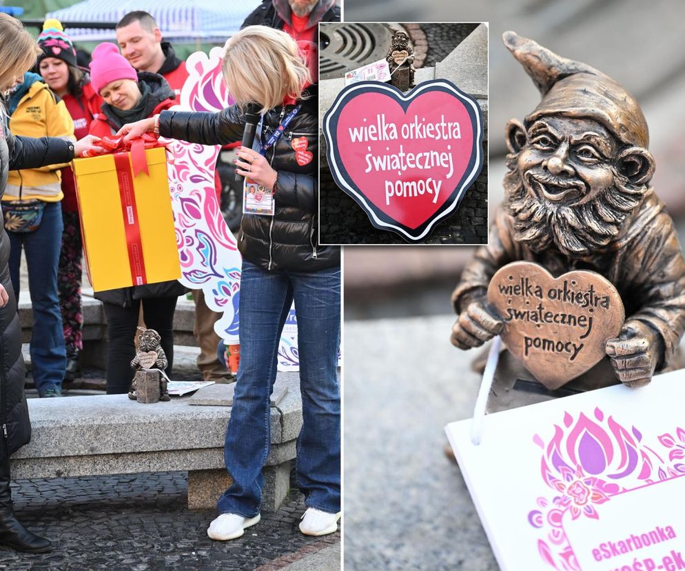 Wrocław. Wiceprezydent miasta Renata Granowska odsłania nowego krasnala - WOŚPKA