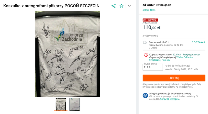 Koszulka z autografami piłkarzy Pogoni Szczecin