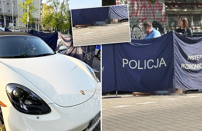  Makabra na Ochocie. Zwłoki w luksusowym białym Porsche. Na miejscu prokurator