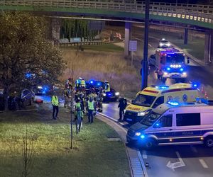 Kierowca Mercedesa pod wpływem wjechał w filar wiaduktu, odbił się i huknął w drzewo