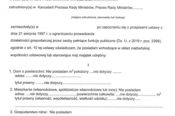 Oświadczenie majątkowe premiera Donalda Tuska