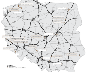 Mapa odcinków planowanych do oddania w 2023 roku