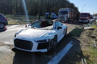 Audi R8 V10 rozbite na obwodnicy Tarnowa