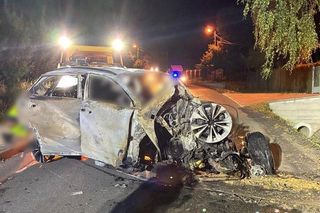 Tragedia w Sierczy. Trzy osoby spłonęły w aucie. Policja podaje wstępne przyczyny wypadku