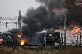 Pożar wagonów pociągów w Białymstoku 