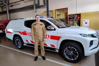 Michał Żal z Państwowej Straży Pożarnej w Staszowie