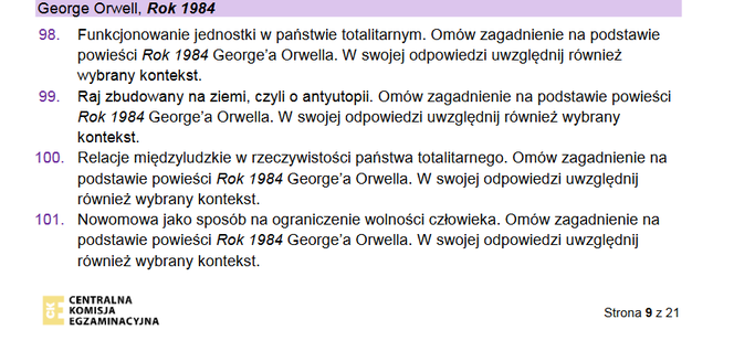 matura ustna 2023 język polski - pytania jawne