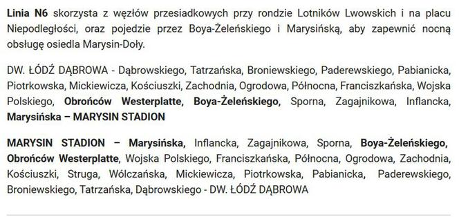 Trasy nocnych autobusów po zmianach