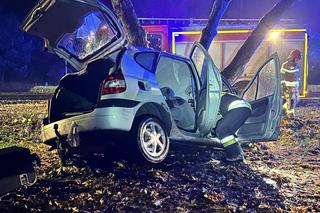 Poważny wypadek w Toruniu. Tak wyglądało auto po uderzeniu w drzewo