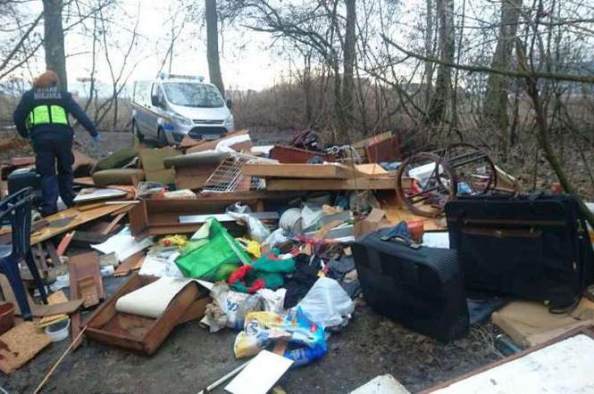 Stos śmieci wyrzucony w Lasku Bródnowskim