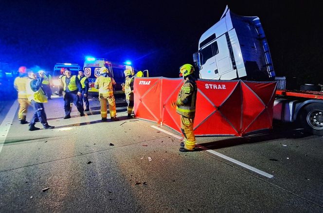 Śmiertelny wypadek na S8 pod Wieruszowem. Mężczyzna zginął w zderzeniu dwóch tirów [ZDJĘCIA].