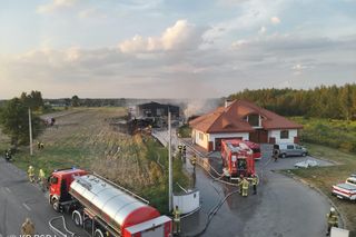 Pożar bazy transportowej w miejscowości Ławki w gminie Łuków