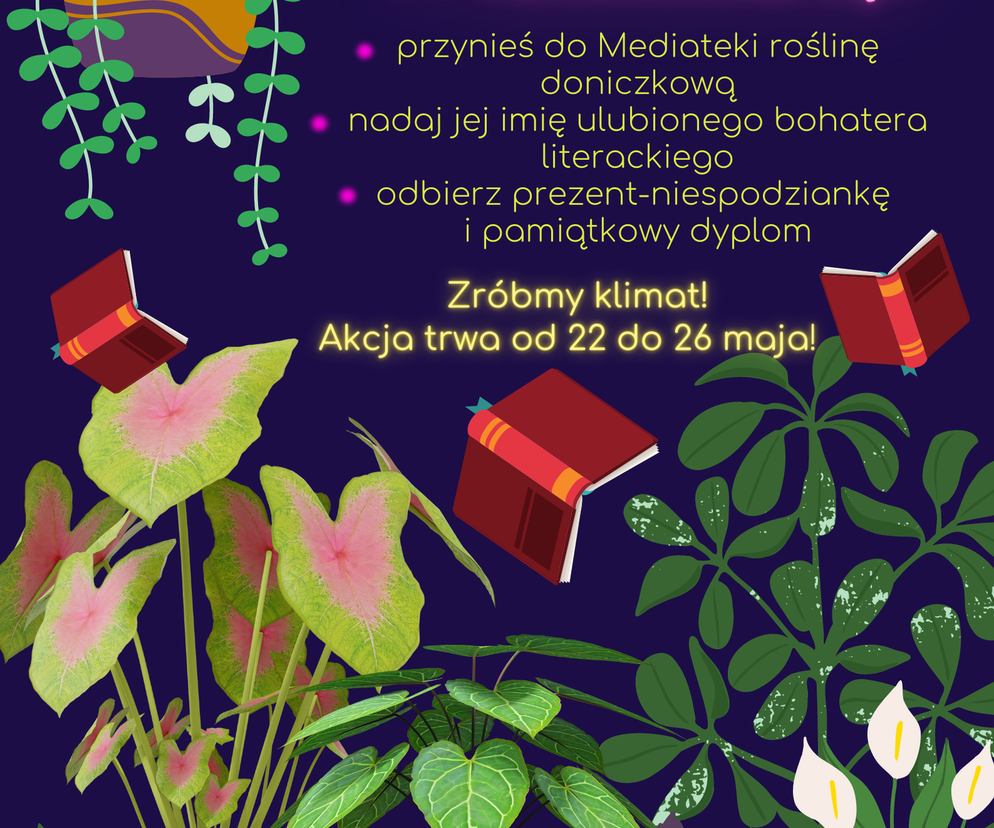 Akcja ozdabiania Mediateki  - plakat wydarzenia 