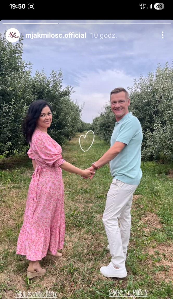 M jak miłość nowy sezon. Piotrek (Marcin Mroczek), Kinga (Katarzyna Cichopek) na planie