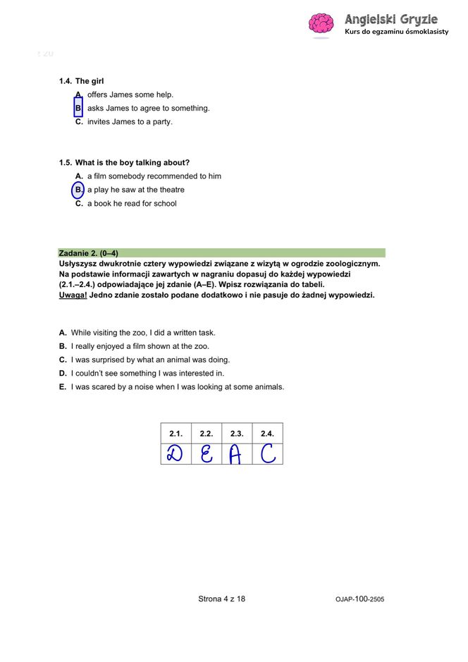 Egzamin ósmoklasisty język angielski 2025: ODPOWIEDZI i ARKUSZE CKE [15.05.2025]