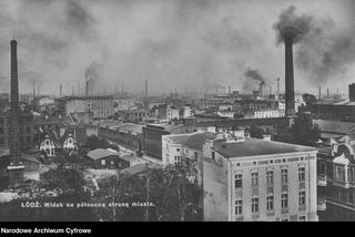Północna strona miasta. Widoczne kominy fabryczne, 1918 - 1939