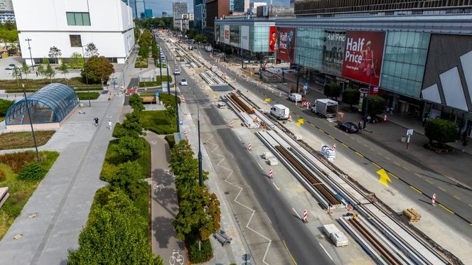 Remont torów tramwajowych na ulicy Marszałkowskiej w Warszawie