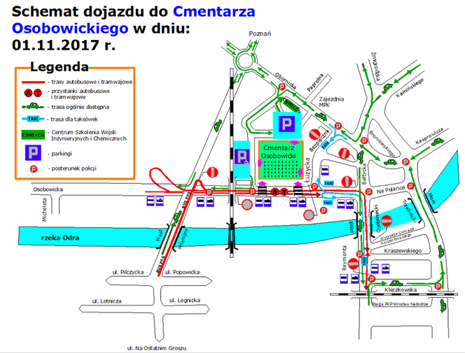 Schemat dojazdu do Cmentarza Osobowickiego