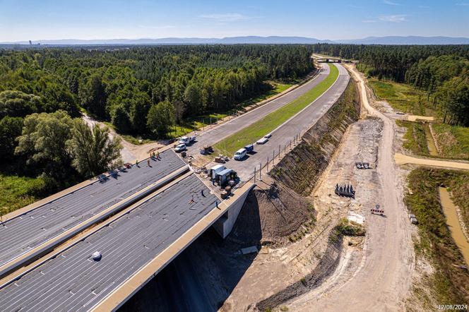 Plac budowy S1 Oświęcim - Dankowice w sierpniu 2024